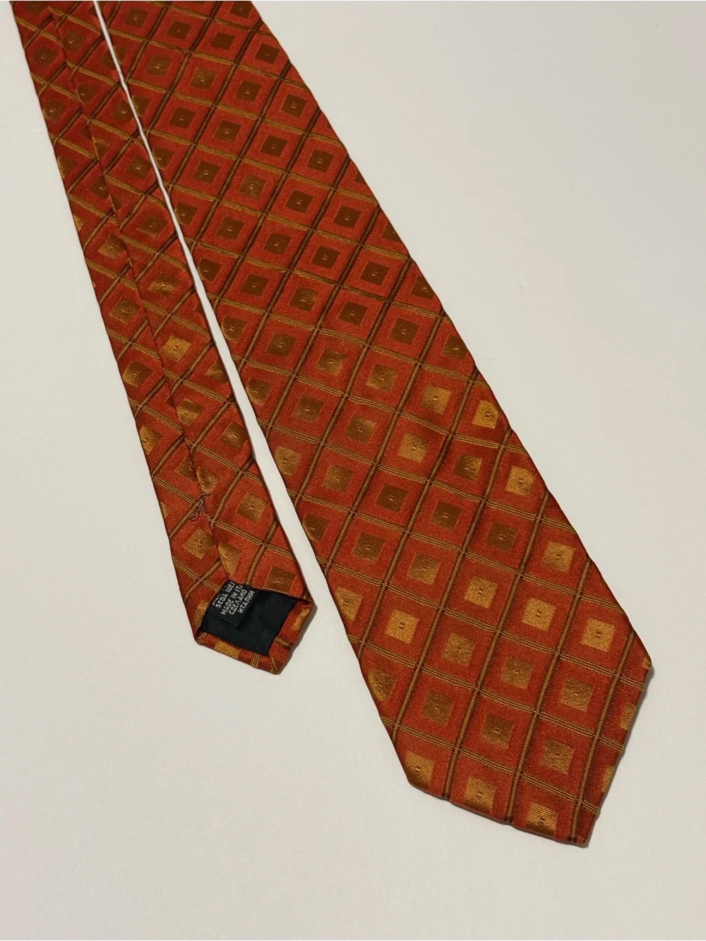 Two Hugo Boss Classic Orange and Yellow Geometric Silk Tie - Men Accessories
